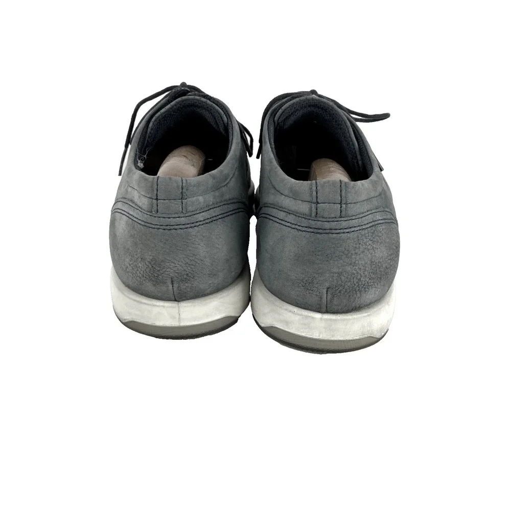 ECCO Leather Oxford Shoes Men's 8 Gray Soft Perforated Leather 42 Lace Up Casual